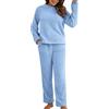 Generico Tuta Da Casa Donna Morbida Leggera Tuta In Pile Calda Curvy Set Maglia E Pantalone Set Coordinati Completo Due Pezzi Comode Invernale Completo In Ciniglia Pigiami Casual Tute Calde Per Casa