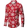 Generic Camicie hawaiane natalizie da uomo Funky Xmas fiocco di neve stampa camicia a maniche lunghe abbottonatura giù vacanze spiaggia maglione top, Z02-rosso, 3XL