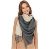 maamgic Sciarpa Bicolore da Donna in Misto Cotone Morbido e Soffice Stola Coprispalla con Frange per Autunno Primavera 200 * 70cm, Hellkahki grigio