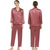 Seres Pigiama da donna in seta, camicia da notte e pantaloni, 9+ colori, 100% seta (principale), 真丝睡衣, Viola, M