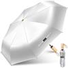 ZOMAKE Ombrello Raggi UV, Sun Ombrelli Pieghevole Sole Anti UV UPF 50+, Umbrella Piogia Antivento Piccolo Resistenti per Donna Uomo Manico in Legno (Argento Rosa)