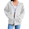 Generic Felpe da donna a maniche lunghe con zip con cappuccio leggere casual a maniche lunghe con tasche cappotti con cappuccio larghi abiti, Bianco-b, XL