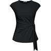 GRACE KARIN Top da donna con maniche a cappuccio, vita con fiocco, girocollo, camicette eleganti, top estivi, camicie casual da lavoro per signore, Nero , XXL