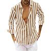 Generico Camicie da Uomo a Righe Casual a Maniche Lunghe con Bottoni Regular Fit Camicia in Lino Uomo Casual Rigata Slim Fit Estiva 5i26