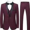 Sliktaa Abito da Uomo 3 Pezzi Slim Fit Abiti da Pranzo Nero Rosso Blu Formale Giacca da Smoking da Uomo Giacca Gilet Pantaloni