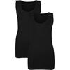 CHAAL 2 canottiere da donna in cotone a costine, elasticizzate, casual, classiche, estive, da donna, senza maniche, in cotone, confezione multipla (confezione da 2), Nero , 58-60