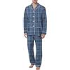 Generisch Set pigiama da uomo, lungo, invernale, in due pezzi, a quadretti, in flanella, a maniche lunghe e pantaloni da sonno, pigiama vintage, Azzurro, XXL