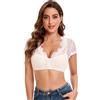Goxozzy Dirndl Bluse, Camicia Dirndl Donna, Camicia Bavarese Donna, Camicetta Dirndl in Pizzo,Bluse Dirndl Elegante con Scollo a V (IT, Numero, 38, Regular, Regular, Manica Corta, Bianco)