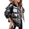 Goolecrimp Donna Imbottito Inverno Caldo Giacca Outdoor Impermeabile Cerniera Luminoso Piumino Moda Sciolto Tempo Libero Spesso Giacca con Cappuccio (Nero,M)