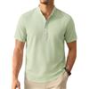 Enlision Camicia di Lino Uomo Maniche Corte Estive Camicie Verde Salvia Senza Collo Coreana Casual Elegante Spiaggia Maglietta Lino Uomo 3XL