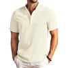 COOFANDY Camicia Henley Uomo Estiva Camicia Casual Maniche Corte con Collo Alto Tessuto Strutturato per Spiaggia e Tempo Libero