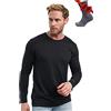 Merino.tech Maglia Termica Lana Merino Uomo - 100% Intimo Termico Lana Merino Uomo Leggero, Medio, Pesante con Calzini (Large, 165 Charcoal Grey)