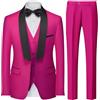 KUDORO Abito da Uomo 3 Pezzi Slim Fit Abiti da Sposa Abito Elegante Cerimonia Abito da Smoking Blazer Gilet Pantaloni