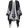 Shmily Girl Donne Inverno Lavorato a Maglia Cachemire Poncho Capes Scialle Cardigan Maglione Cappotto (One Size, Plain Dispersion Beard Flower/Nero & bianco)