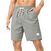 JMIERR Uomo Lino Pantaloncini con Tasche e Marchio Bermuda Leggero Estivo Pantaloni Corti