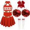 Runhomal Costume da cheerleaders da cheerleaders da cheerleaders con pompon, paillette, vestito da danza jazz, scuola, cosplay, carnevale Halloween, 3-16 anni