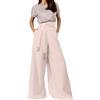 Generico Completo da Donna Elegante Cerimonia Due Pezzi Completo di Pantaloni con Tasche Sexy Vestito Casual Completi Maniche Corte Formale Tute Baggy Taglie Forti Playsuit Curvy Cocktail