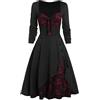 Generic Abito da donna, abito da sera vintage, abito invernale, sexy, elegante, casual, a maniche lunghe, mini abito da festa, per donne, caldo, comodo, abito gotico, per feste, Colore: rosso, L