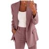 Generic Tailleur Pantaloni Donna Coordinato Blazer Pantalone Tute da Casa Taglie Forti Jumpsuit Estive Tuta Donna Color Cammello Tailleur Taglie Forti Eleganti Jumpsuit Donna Maniche Lunghe Tuta Ciniglia