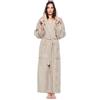Arus Accappatoio da donna con cappuccio, lunghezza al polpaccio, 100% cotone spugna, Latte, XS-S