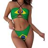 IUBBKI N Bikini Sexy da Donna con Scollo all'Americana e Triangolo, Set Due Pezzi con Bandiera Cubana