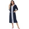 rismart Donna Manica 3/4 Zip Cappotto da Casa Casual Collo a V Camicia da Notte Vestaglia Abito Pigiama