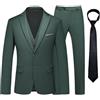 KUDMOL Tuta da uomo 3 pezzi Due Bottoni Business Matrimonio Smoking Uomo Giacca Gilet Pantaloni Set con Cravatta