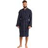 Cotton Trend - Accappatoio da uomo in 100% cotone turco, leggero con colletto kimono, lunghezza al ginocchio, perfetto per abbigliamento da salotto, Blu navy a righe., M