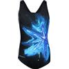Aquarti Costume Piscina Bambina - Costume Intero Bambina con Muscleback, Resistente al Cloro, Macchia Colorata/Turchese/Blu/Nero, 134