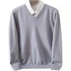 Fjnbbiot Maglione in Lana Merino da Uomo, con Scollo a V, Pullover Autunno Inverno, Colore Solido, Maglione Basic Versatile, Grigio Chiaro9, S