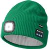 ATNKE LED Bluetooth Cappello con Luce,USB Ricaricabile 4 LED Senza Fili Musicale Altoparlante Corsa Cappello Invernale Calda Maglia Berretto con Pile Foderato Regali per Uomo e Donna/Green