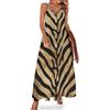 UOMSKTY Vestito Lungo Senza Maniche, Motivo Zebrato Astratto Vestito Estivo da Donna con Spalline Sottili Strisce Nere Abito Lungo,Moda Scollo V Sexy Fluido da A Trapezio Spiaggia Abiti