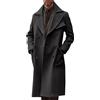 generic Trench da uomo Giacca lunga con risvolto a tacca Giacca lunga doppiopetto lungo Peacoat Business Faux Wool Blend Giacche Classic Autunno Inverno Capispalla, Nero , XL