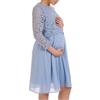 Herzmutter Abito Premaman Elegante - Abito Gravidanza Cerimonia - Abito Pizzo Chiffon - per Occasioni Festive-Feste di Nozze - Crema-Blu-Rosa - 6400