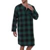 Duohropke Camicia da Notte in Flanella da Uomo Casual a Maniche Lunghe con Bottoni Fondo Irregolare a Quadri Tessuto Morbido Abbigliamento da Casa in Cotone Lunga Vestaglia da Sauna Traspirante