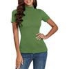 Totatuit Lupetto Donna Dolcevita Manica Corta Maglietta Elegante Tshirt a Costine Basic Top a Collo Alto Casual Pullover di Slim Fit S-XXL