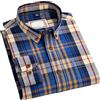 Adhdyuud Camicie a quadri casual da uomo 100% cotone primavera business manica lunga classica a quadri camicia morbida T0C16-04 4XL
