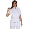 tessile astorino RICAMO 0 - Giacca Cuoca Donna - Manica Corta - Casacca Chef per Ristorante e Cucina - Italia, Bianca - Made in Italy (XS)