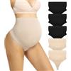 Boguish Perizoma Premaman da Donna, Modellante per Gravidanza sopra la Pancia, Senza Cuciture, Confezione da 5, Nero/Carne., Medium