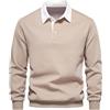 MakingDa Felpa Uomo Senza Cappuccio Manica Lunga Colletto a Polo Felpe Uomo Invernale Caldi Basic Pullover Sweatshirt Lavoro Casual Sportivo Invernali Caldo Classic Cotone Maglione Top Cachi L