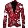 Foweknow Giacca di Natale da uomo, sportiva, moderna, costume da Babbo Natale, a maniche lunghe, slim fit, con blocco di colori alla moda, costume da Xmas divertente Natale