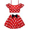 Lito Angels Children's Apparel Lito Angels Mouse Costume da Bagno Mare Piscina Nuoto Tankini Due Pezzi con Cerchietto per Bambina Taglia 2-3 Anni, Rosso