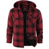 zitysport Camicia Giacca Uomo Tasca Petto Foderato in Pile Foderato in Pile Cappotto Invernale con Tasche Giacca Flanella con Cappuccio Uomo Sudore Cappuccio(Rosso Nero,XL)