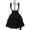Generisch Costume da donna con 2 pezzi, 1 vestito + 1 papillon colore gonna media temperamento nero Lolita gonna abito a vita alta gotico vestito da donna