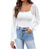 Timuspo Camicia da donna a maniche corte, slim fit, elegante, a coste, a maniche lunghe, con scollo rotondo, maglietta con pois