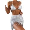 Ausla Costume da Bagno Push-up Costume da Bagno con Scollo a V Fascia con Paillettes Cinturino da Donna Bikini con Scollo All'americana Tankini