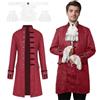 JDFAIJEAL Giacca da uomo Steampunk Vintage Gothic, stile medievale e vittoriano, stile Renaissance, per Carnevale, Halloween, Fasching, cosplay, uniforme, costume (Rosso, XXXL)