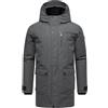 STONE HARBOUR Giacca invernale lunga e calda da uomo con cappuccio foderato in pile teddy e tasca sul petto Netaan XX S-3XL, grigio, XXL