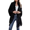 Generic Poncho, da donna, in cotone, caldo, morbido, in cashmere, elegante poncho primaverile, lavorato a maglia, di alta qualità, per donne, cappotto a maglia, regalo per la mamma, Nero , M