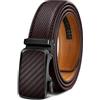 KEMISANT Cintura Uomo, Cintura Pelle con Chiusura Automatica a Cricchetto per Tailleur,Larghezza 35 mm,Taglia Regolata(Marrone scuro,120cm/34-40 vita regolabile)